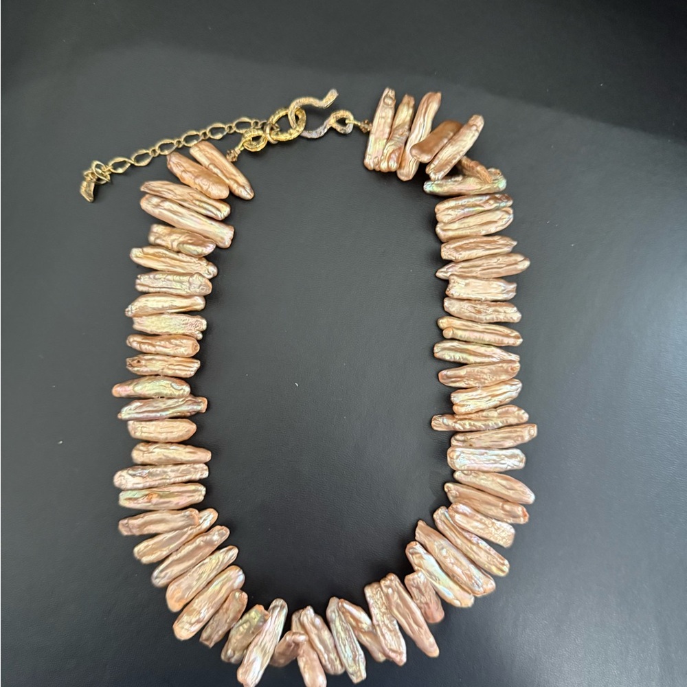 Pearl Bar Necklace in Rose Gold Tone - Women Jewelry